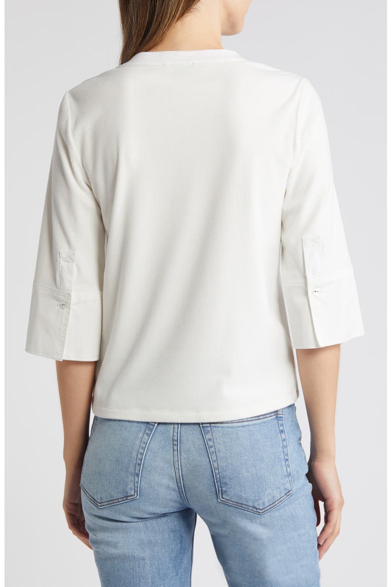 Split Neck Top, Alternate, color, OFF WHITE