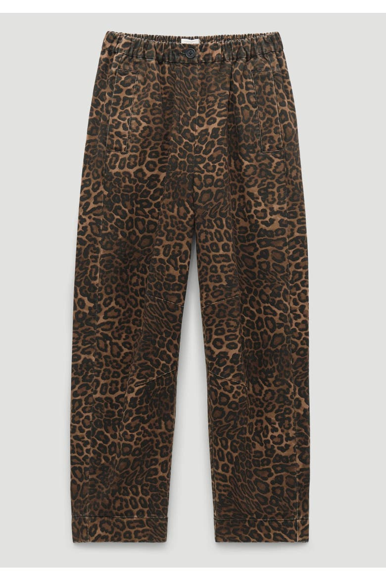 Jack Barrel Leg Pull On Trouser, Alternate, color, Brown Leopard Print