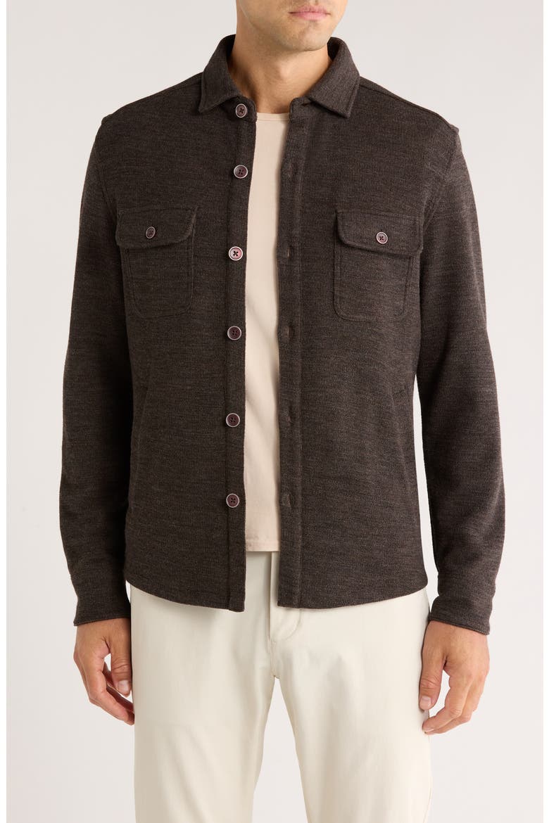 Mezner Wool & Cotton Knit Overshirt, Main, color, COFFEE