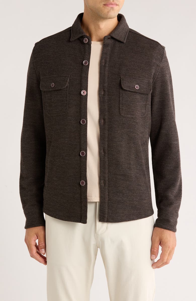 Robert Barakett Mezner Wool & Cotton Knit Overshirt, Main, color, Coffee