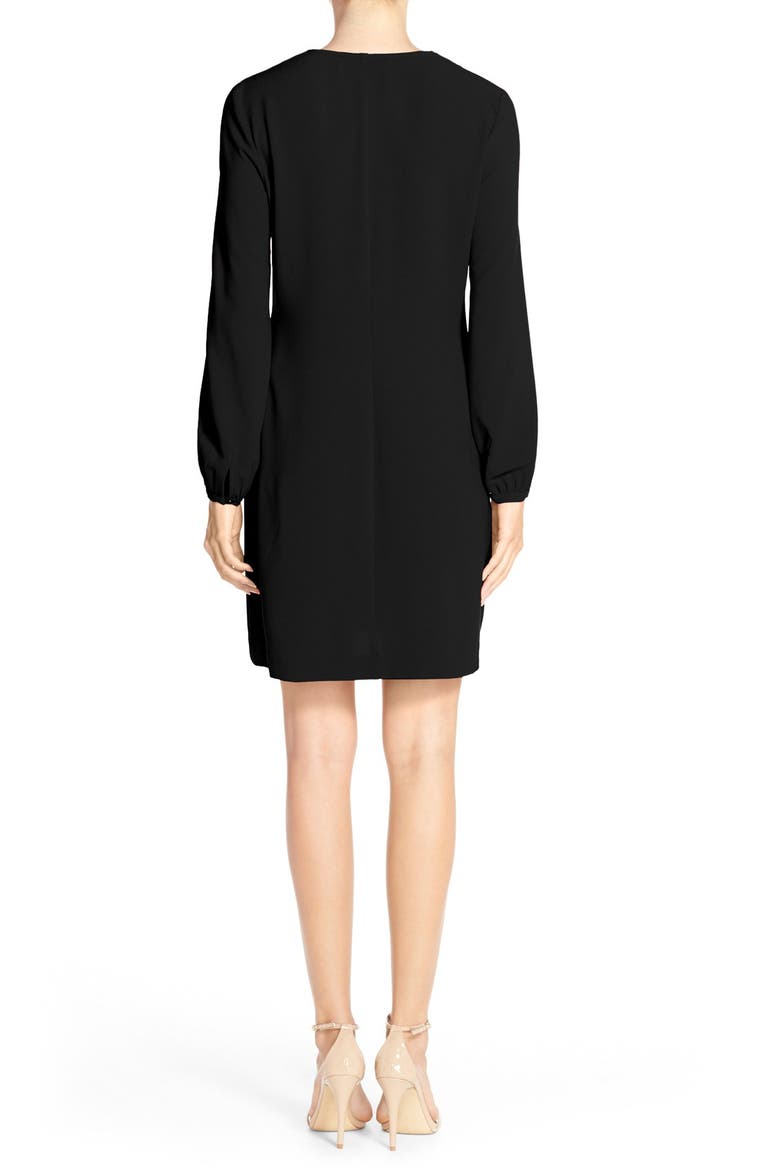 Crepe A-Line Dress, Alternate, color, BLACK