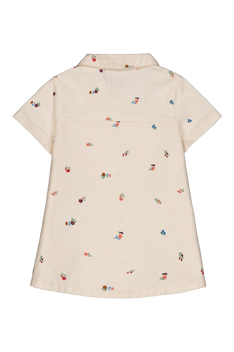 Kids' Floral Short Sleeve Denim Shirtdress, Alternate, color, OFF WHITE