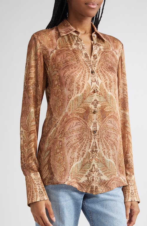 Zimmermann Hypnotic Silk Button-up Shirt In Brown