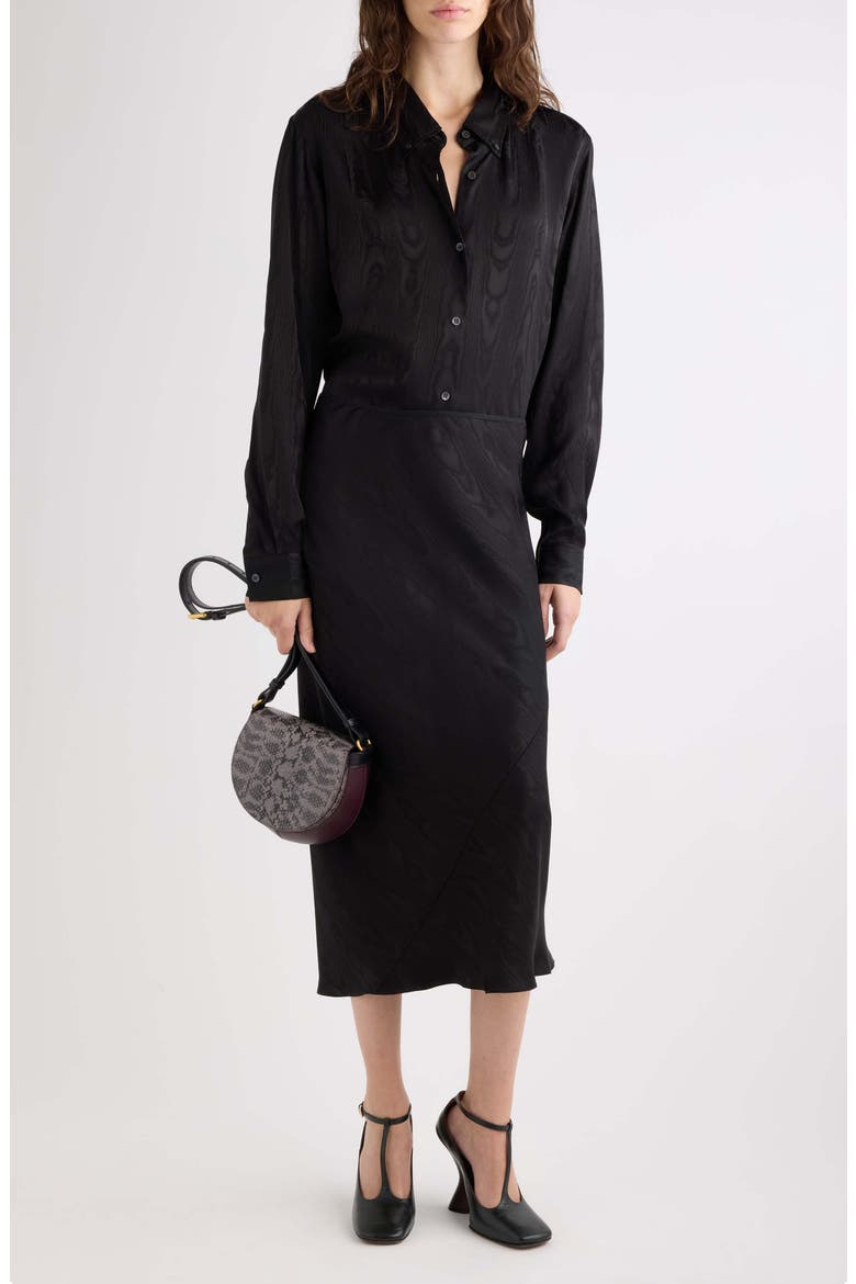 Cheers Moiré Button-Down Shirt, Alternate, color, BLACK