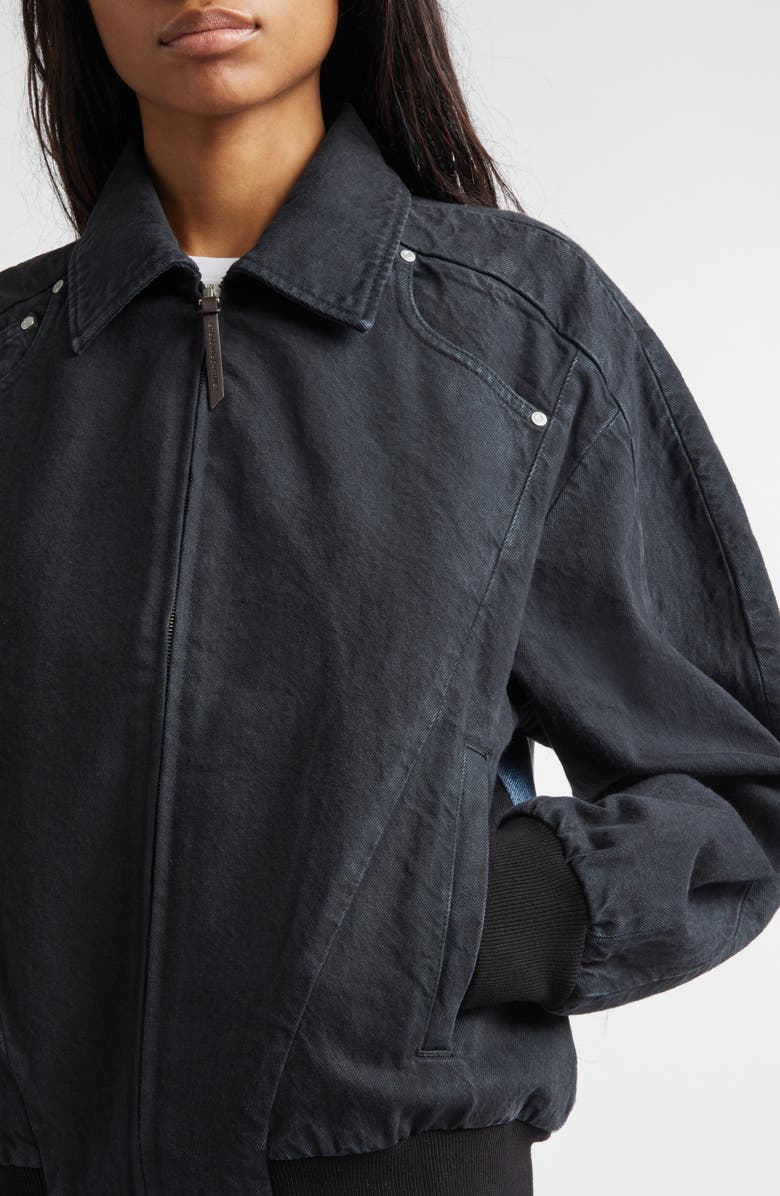 Stella McCartney Patchwork Denim Bomber Jacket, Alternate, color, Patchwork Denim