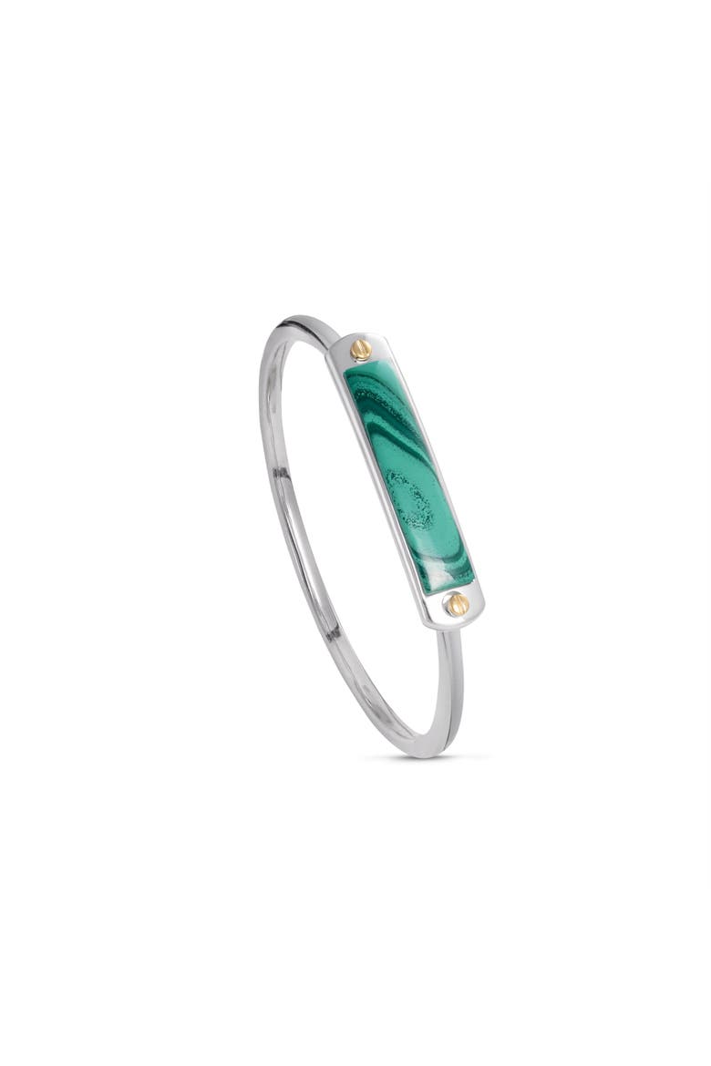 Small ID Malachite Sterling Silver Men Cuff Bracelet, Alternate, color, Silver