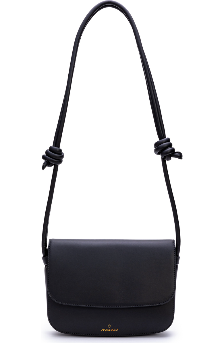 LA PORTEGNA Lucia Shoulder Bag With Sliding Knots, Main, color, Black