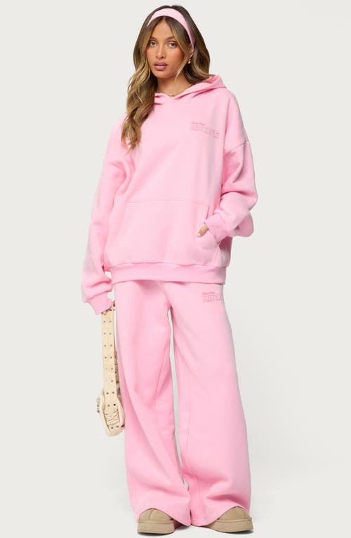 Edikted Pastel Edit Logo Wide Leg Sweatpants In Pink