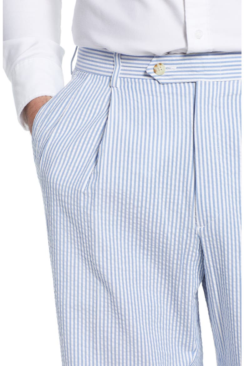 Pleated Seersucker Cotton Dress Pants, Alternate, color, LIGHT BLUE