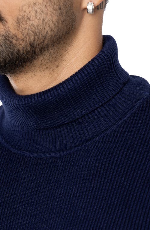 Spring + Mercer Ribbed Turtleneck Sweater In Navy