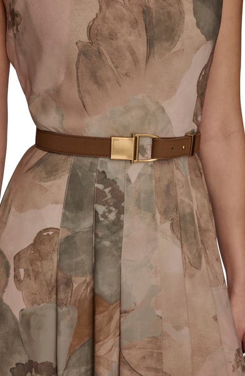Donna Karan Floral Georgette Maxi Dress In Brown