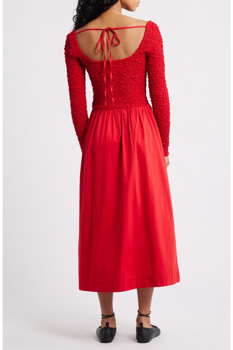 Malinda Smocked Long Sleeve Organic Cotton Maxi Dress, Alternate, color, RED