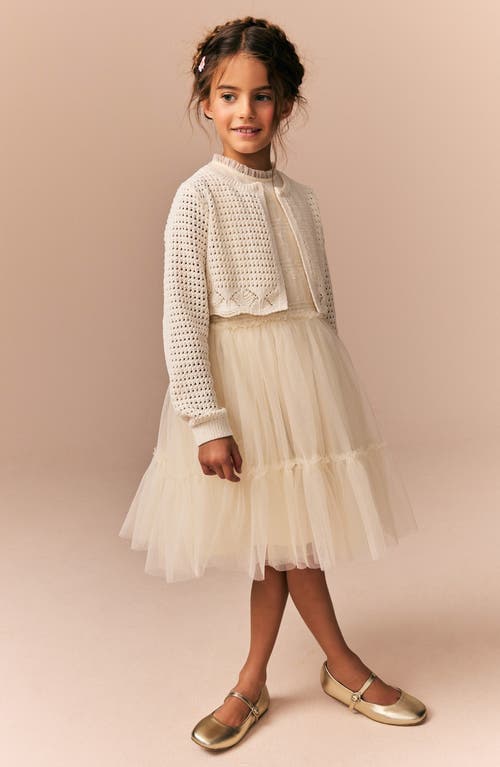Next Kids' Open Stitch Cardigan In White
