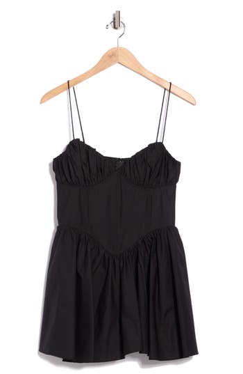 Good American Corset Poplin Minidress In Black