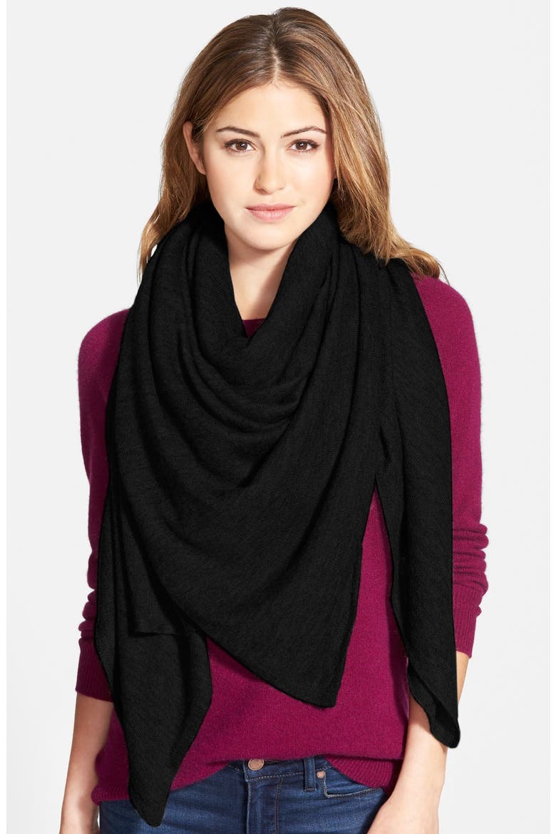 Oversize Cashmere Scarf, Main, color, BLACK