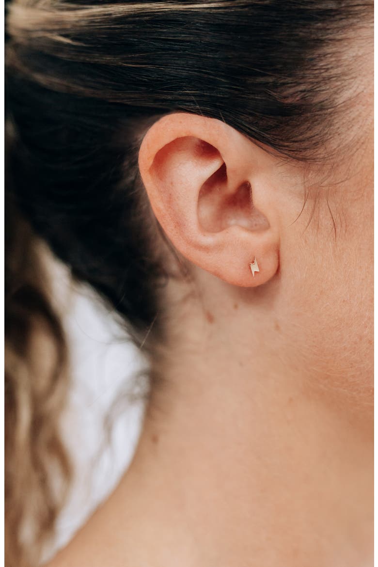 Icon Lightning Single Stud Earring, Alternate, color, GOLD
