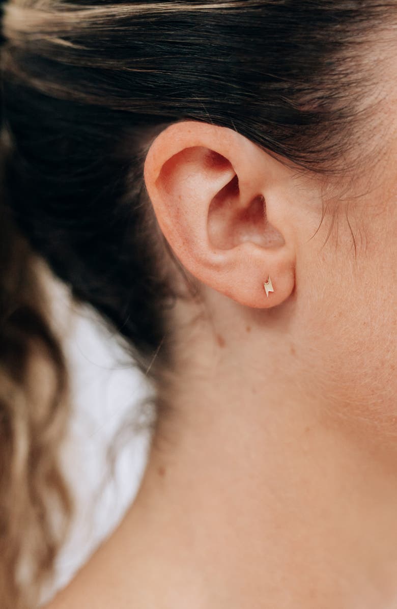 Anzie Icon Lightning Single Stud Earring, Alternate, color, Gold