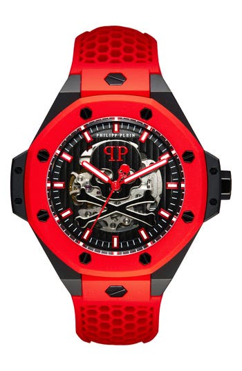 Philipp Plein $keleton Royal Silicone Strap Watch, 46mm In Black