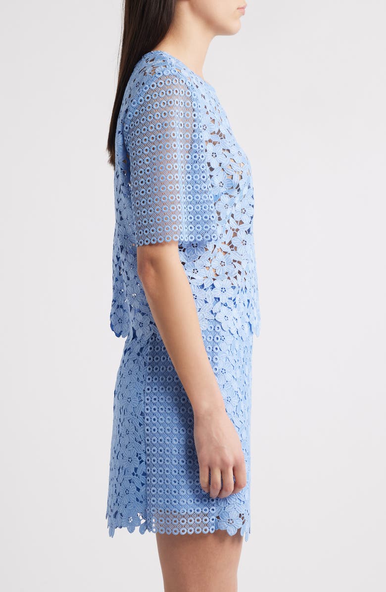 Milly Floral Geo Combo Short Sleeve Lace Top, Alternate, color, Sky Blue