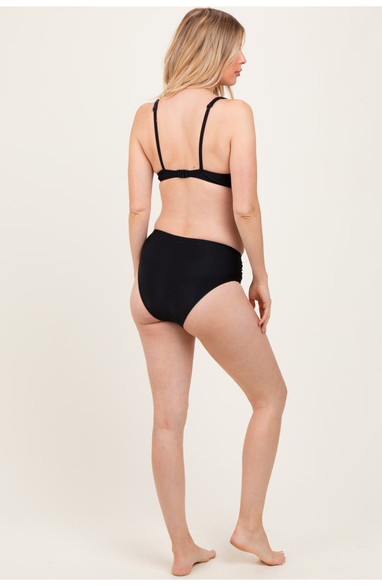 PinkBlush Crochet Detail Double Strap Bikini Set, Alternate, color, Black