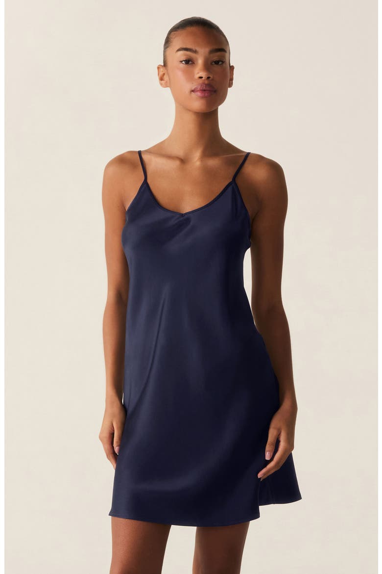 Bijou Silk Slip Nightgown, Alternate, color, NAVY