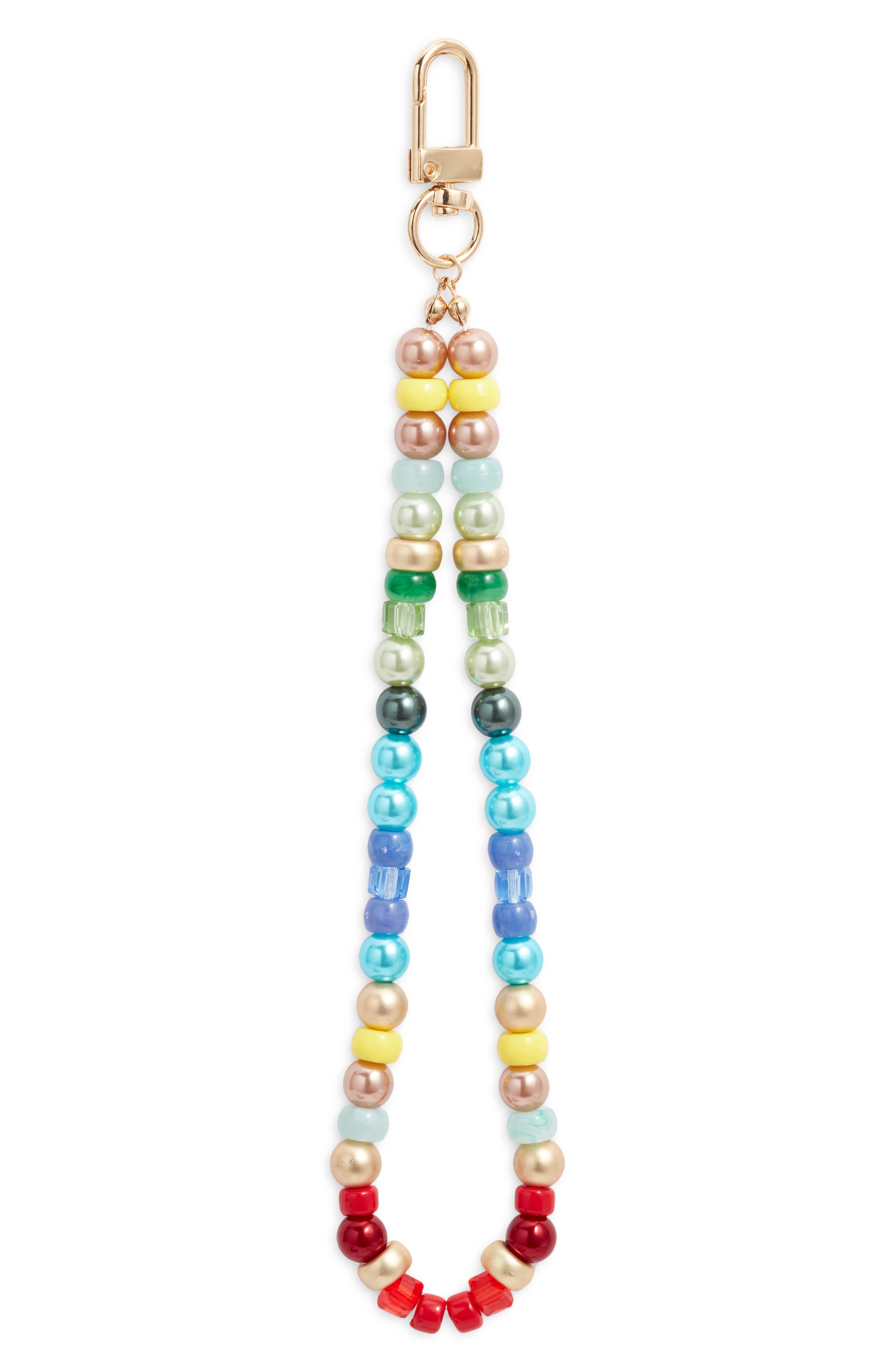 BP. Beaded Phone Wrist Strap Charm, Main, color, Rainbow Multi