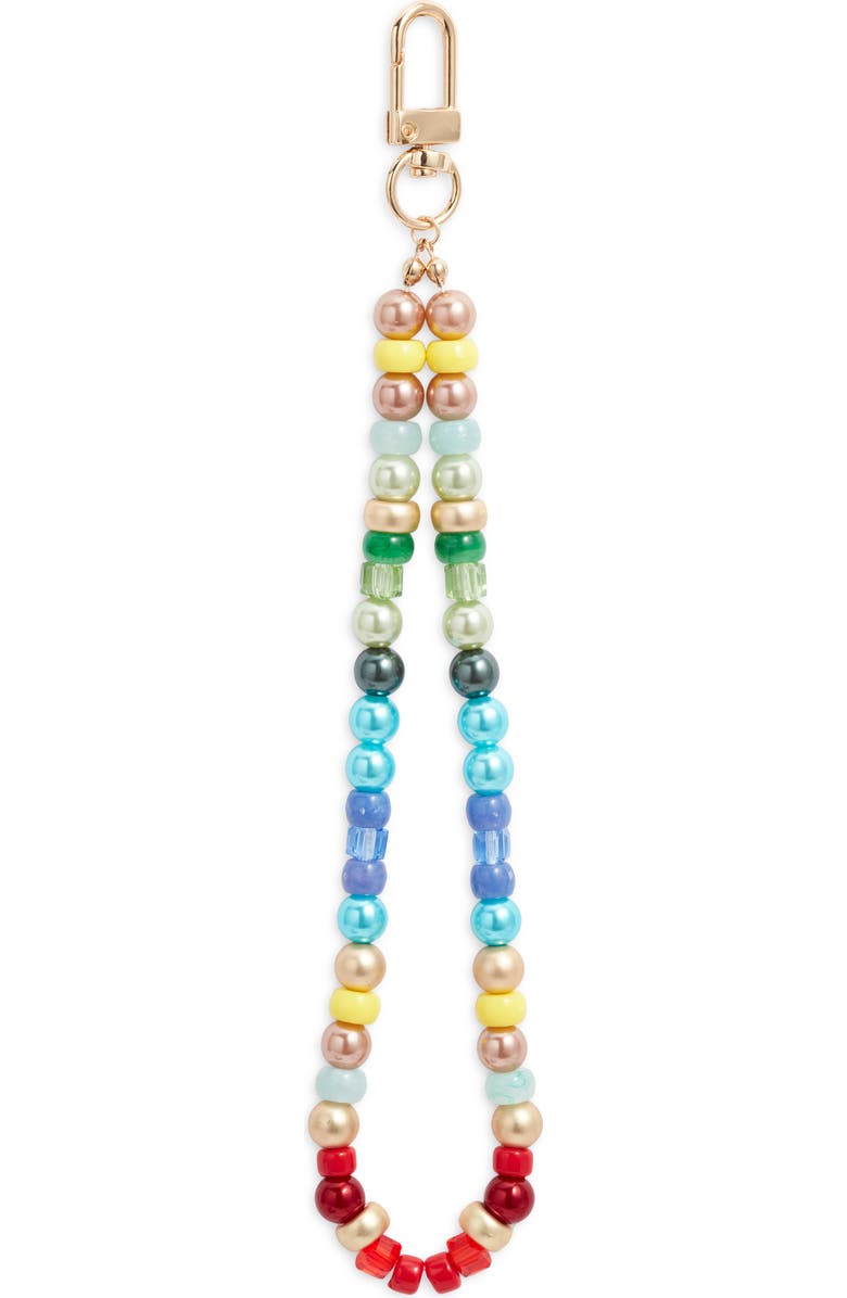 BP. Beaded Phone Wrist Strap Charm, Main, color, Rainbow Multi
