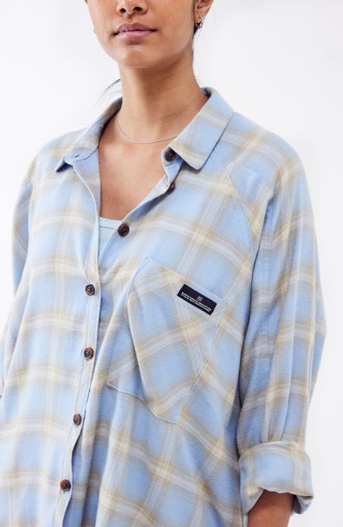 Bdg Urban Outfitters Brendon Plaid High-low Hem Button-up Shirt In Blue