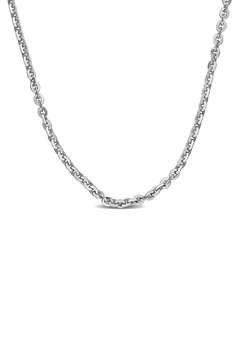 DELMAR Sterling Silver 1.2mm Oval Cable Chain Necklace, Main, color,