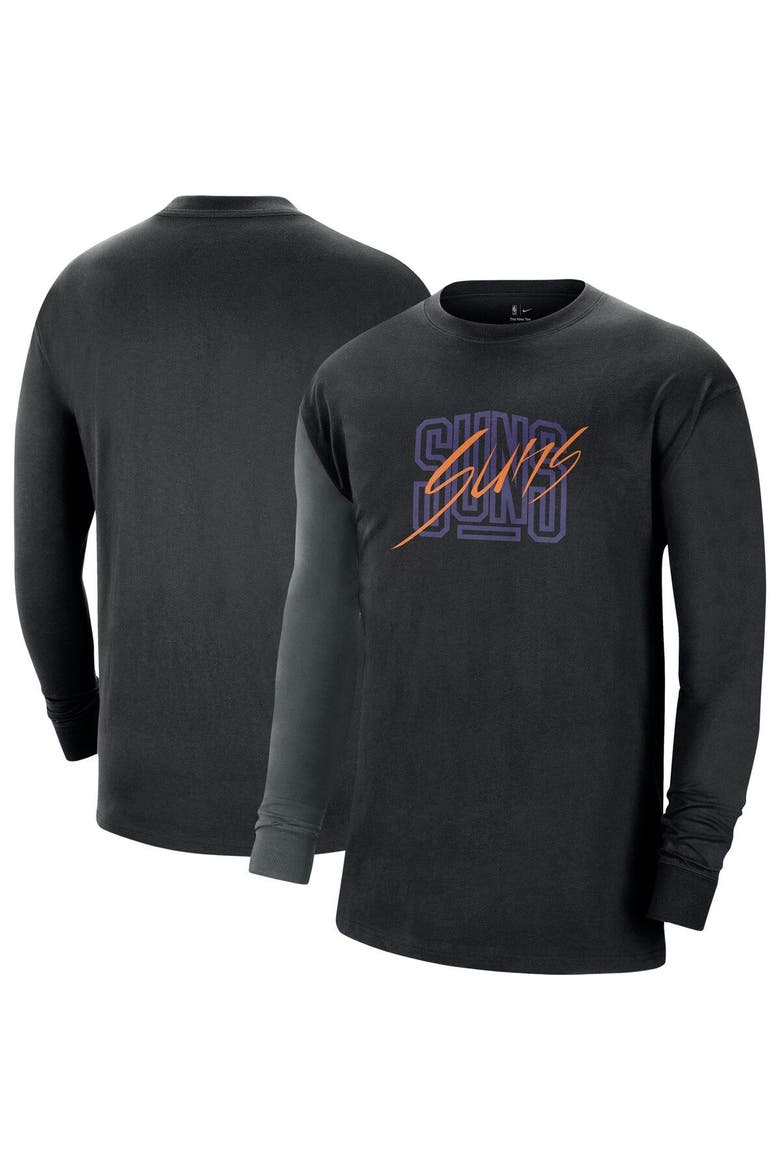 Men's Nike Black Phoenix Suns Courtside Versus Flight MAX90 Long Sleeve T-Shirt, Main, color, Black