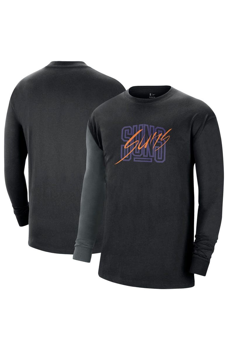 Nike Men's Nike Black Phoenix Suns Courtside Versus Flight MAX90 Long Sleeve T-Shirt, Main, color, Black