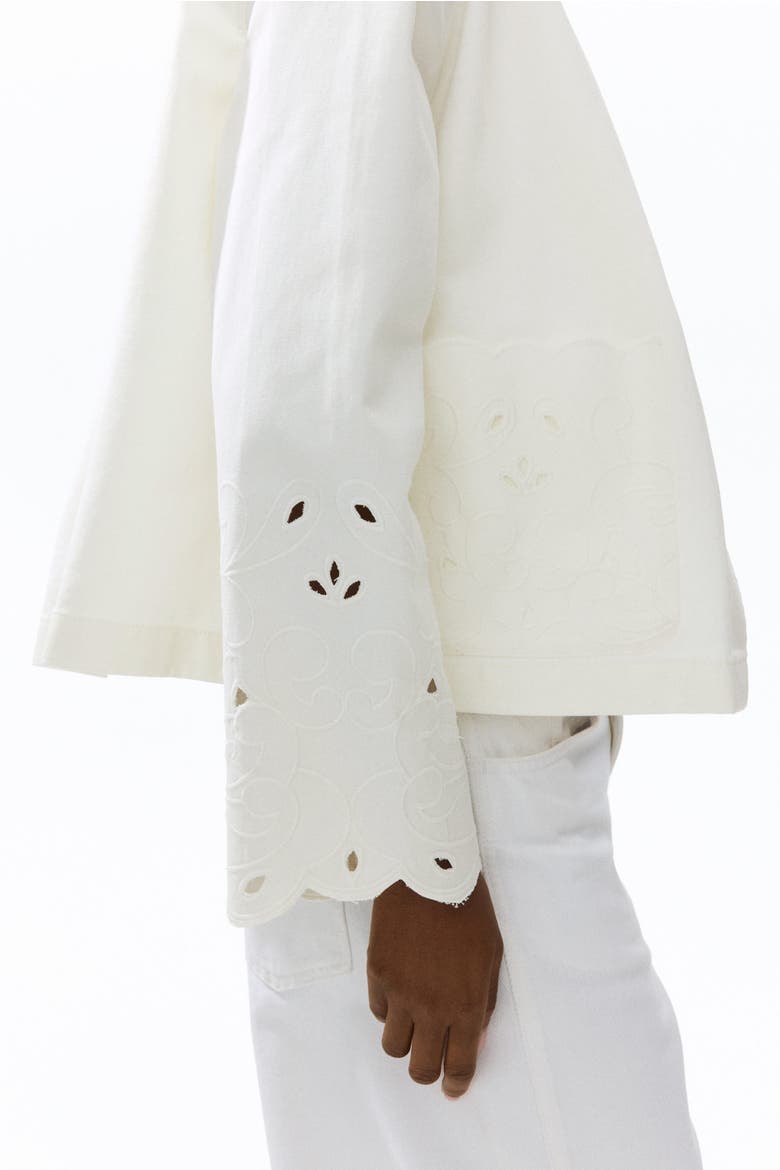 Broderie Anglaise Twill Jacket, Alternate, color, Cream