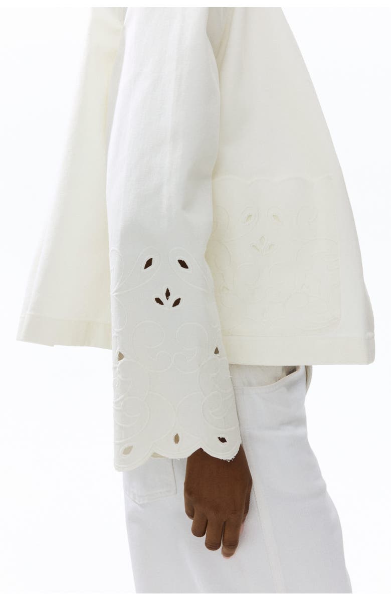 H&M Broderie Anglaise Twill Jacket, Alternate, color, Cream