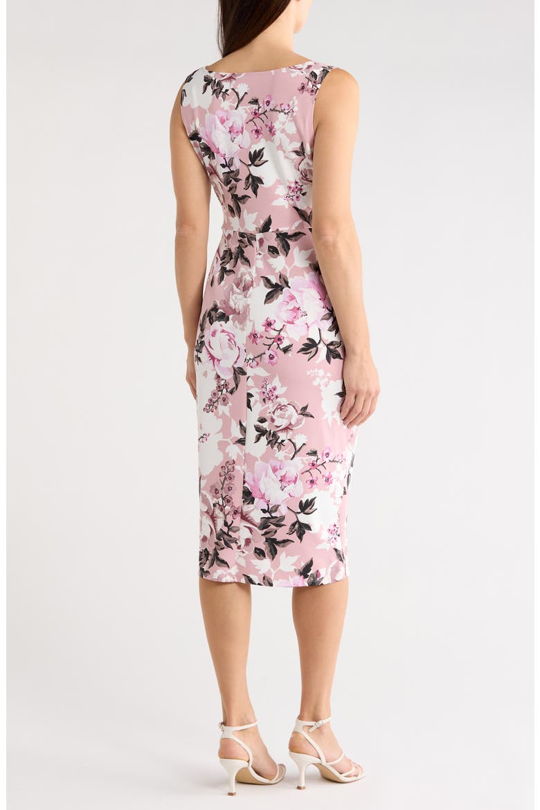 Floral Twist Waist Crepe Dress, Alternate, color, DUSTY MAUVE
