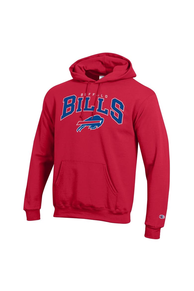 Men's Champion Red Buffalo Bills Powerblend Arch over Logo Hoodie, Alternate, color, Red