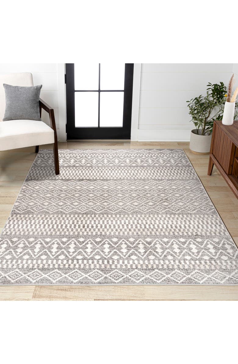 JONATHAN Y Ifrane Berber Geometric Stripe Area Rug, Alternate, color, Gray/Cream