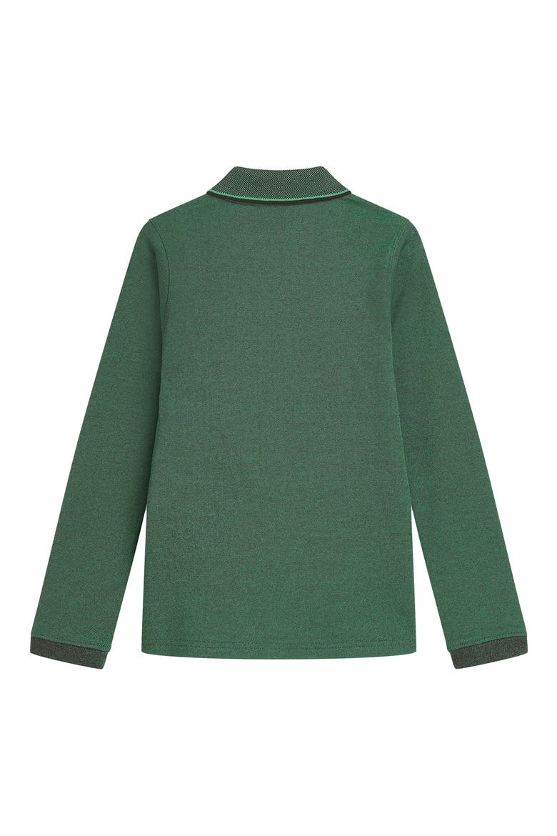 Kids' Long Sleeve Cotton Piqué Polo, Alternate, color, SPECTRA GREEN