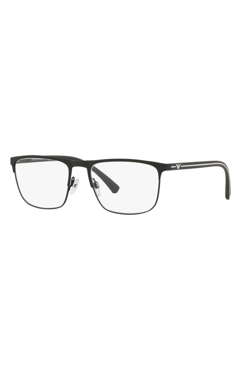 Emporio Armani 55mm Square Optical Glasses, Alternate, color, Black