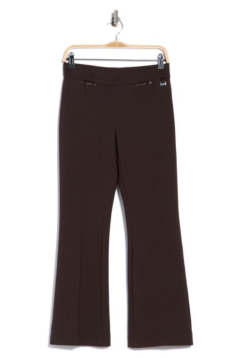 Faux Leather Trim Flare Leg Pants