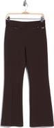 T Tahari Faux Leather Trim Flare Leg Pants