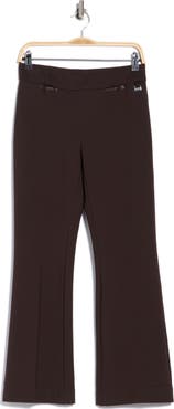 T Tahari Faux Leather Trim Flare Leg Pants