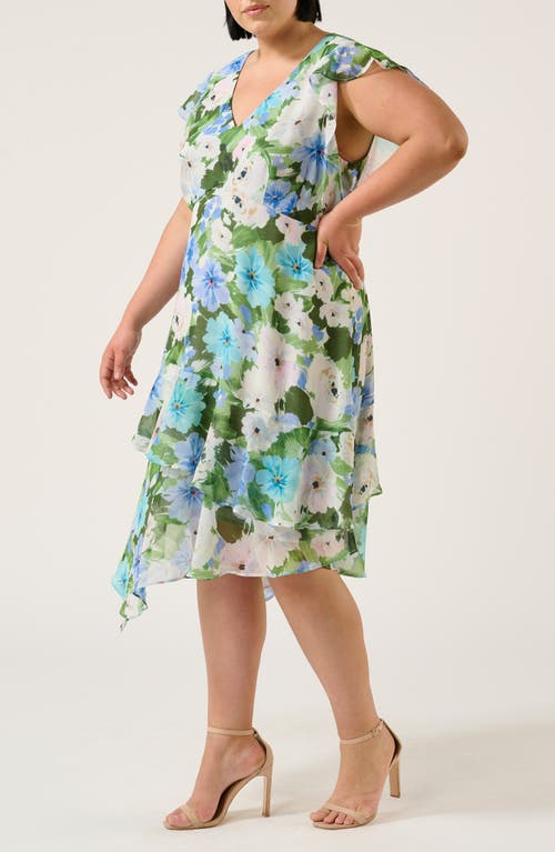 Estelle Aqua Floral A-line Dress