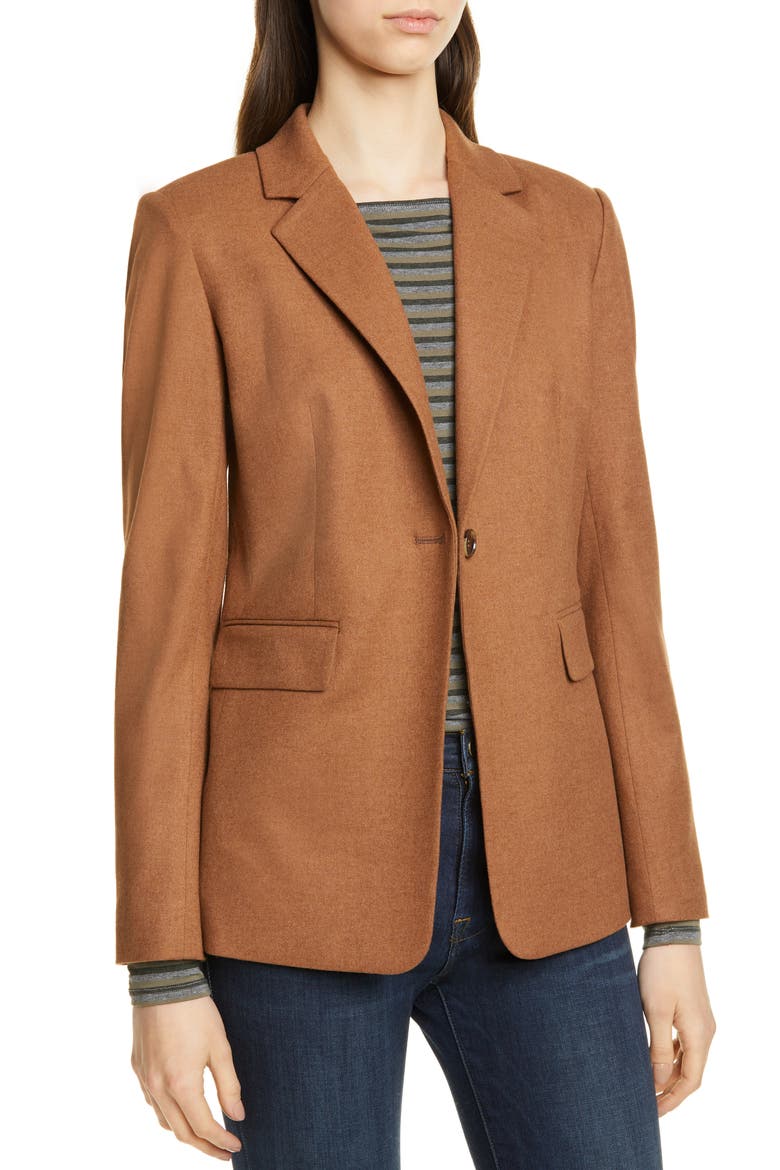 One-Button Blazer, Alternate, color, BROWN TOFFEE