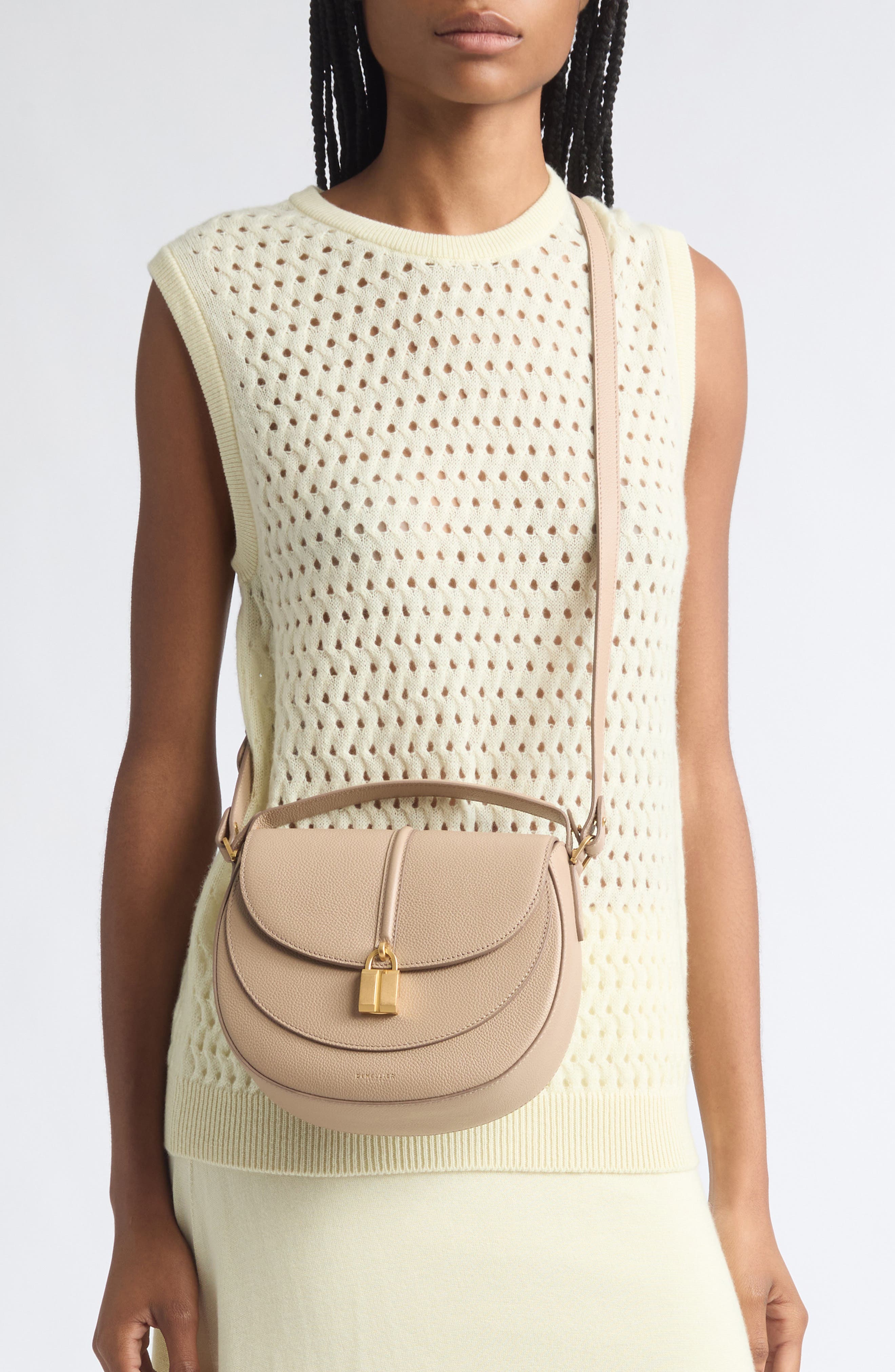 Siena Leather Saddle Crossbody Bag, Alternate, color, LIGHT TAUPE
