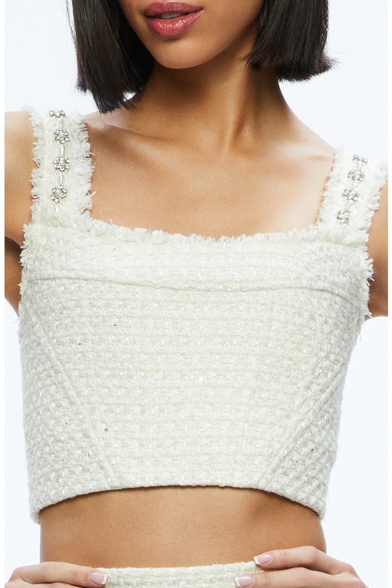 Vicenta Embellished Corset Tweed Tank, Alternate, color, OFF WHITE MULTI
