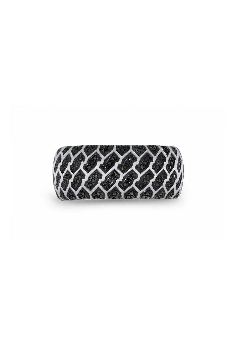 Fast Track Tire Tread Sterling Silver & Black Diamond Ring, Main, color, Dark Grey