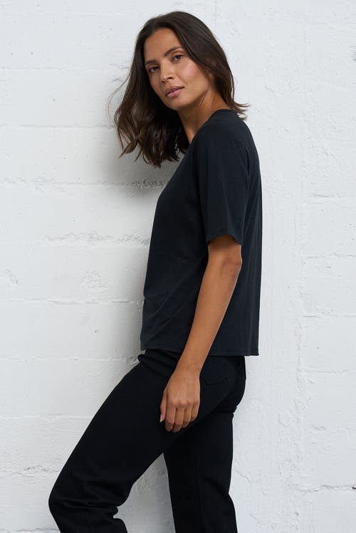 Franne Golde Slub Jersey Elbow Sleeve Crewneck Tee
