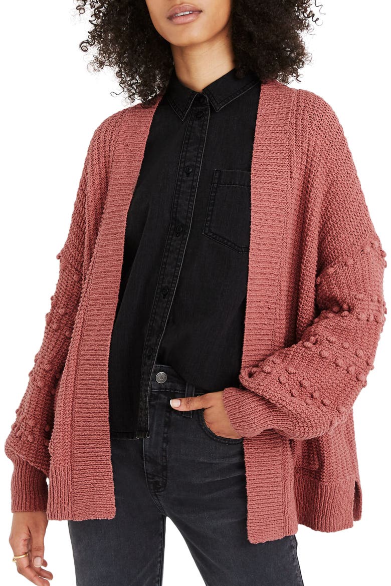 Bobble Cardigan Sweater, Main, color, VINTAGE QUARTZ
