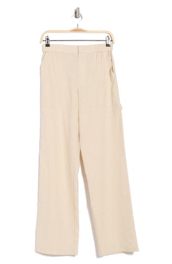 Wayf Linen Blend Pants In Natural