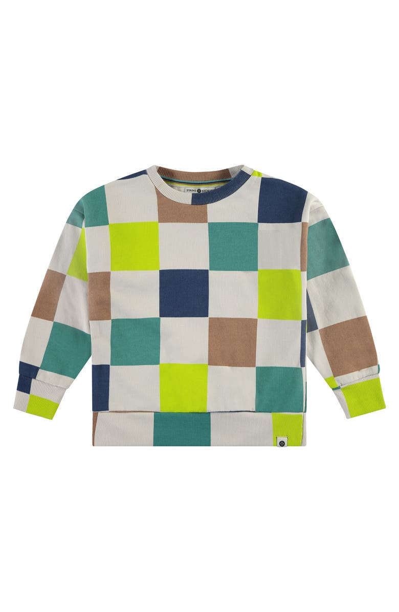 Stains and Stories by Babyface Multi-Color Check Sweatshirt, Main, color, Bone